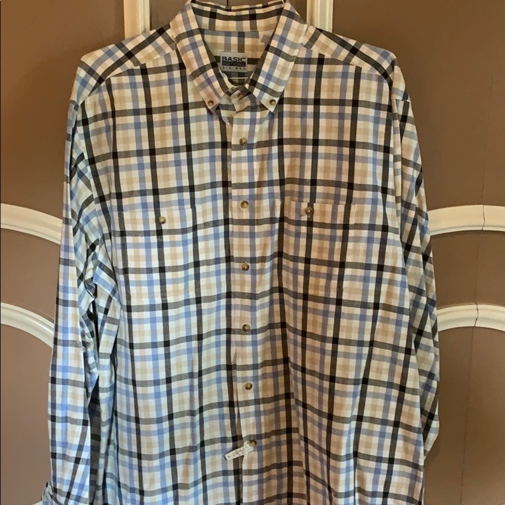 Basic Editions Big Man Long Sleeve Shirt Mens XLT Plaid